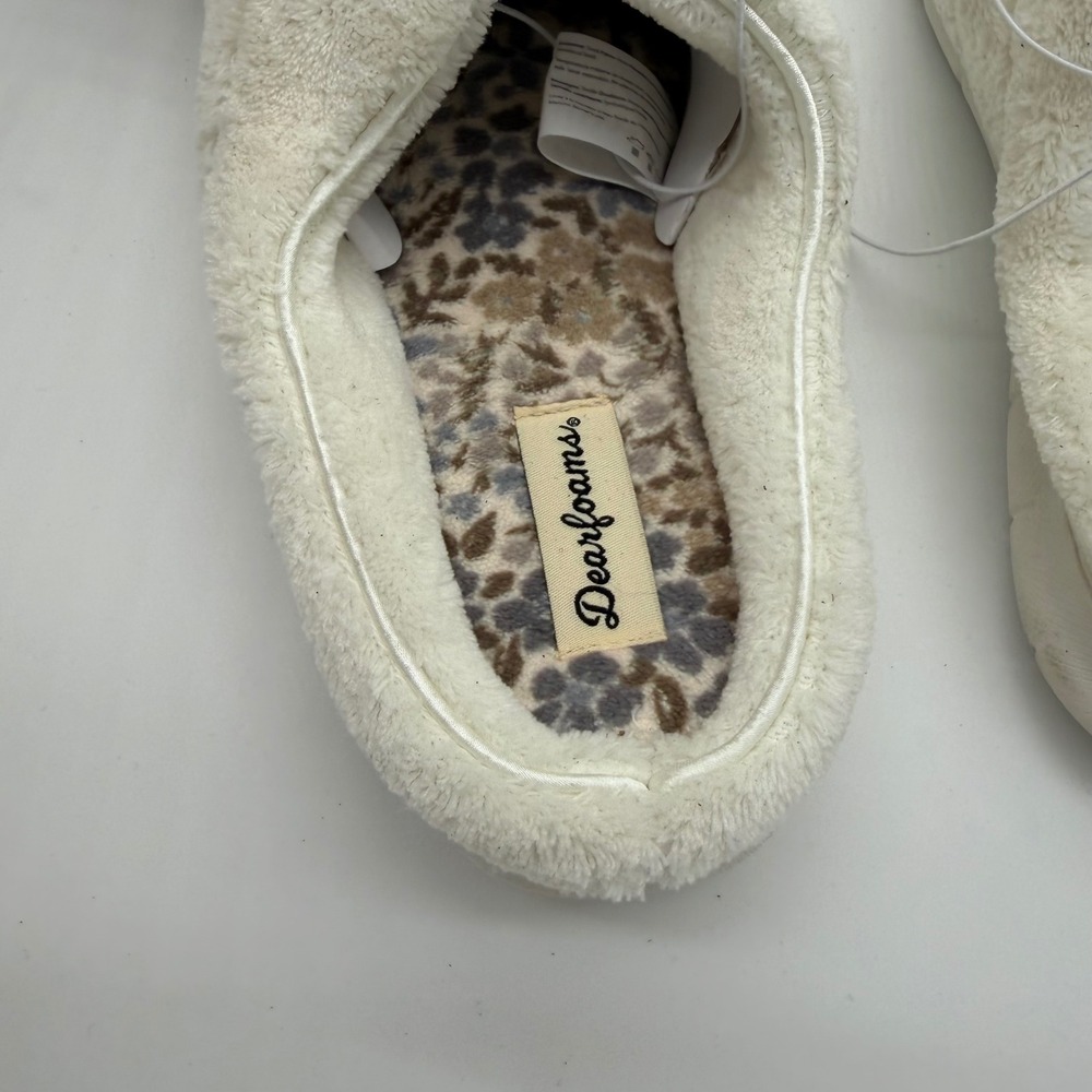 Dearfoams Muslin Quilted Faux Fur Slipper Clogs Womens L 9-10 Off White 31250 - Picture 4 of 7